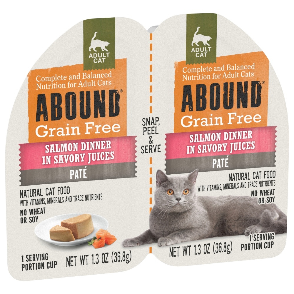 slide 1 of 1, Abound Grain Free Chicken And Salmon Split Cup Cat Food, 2.6 oz