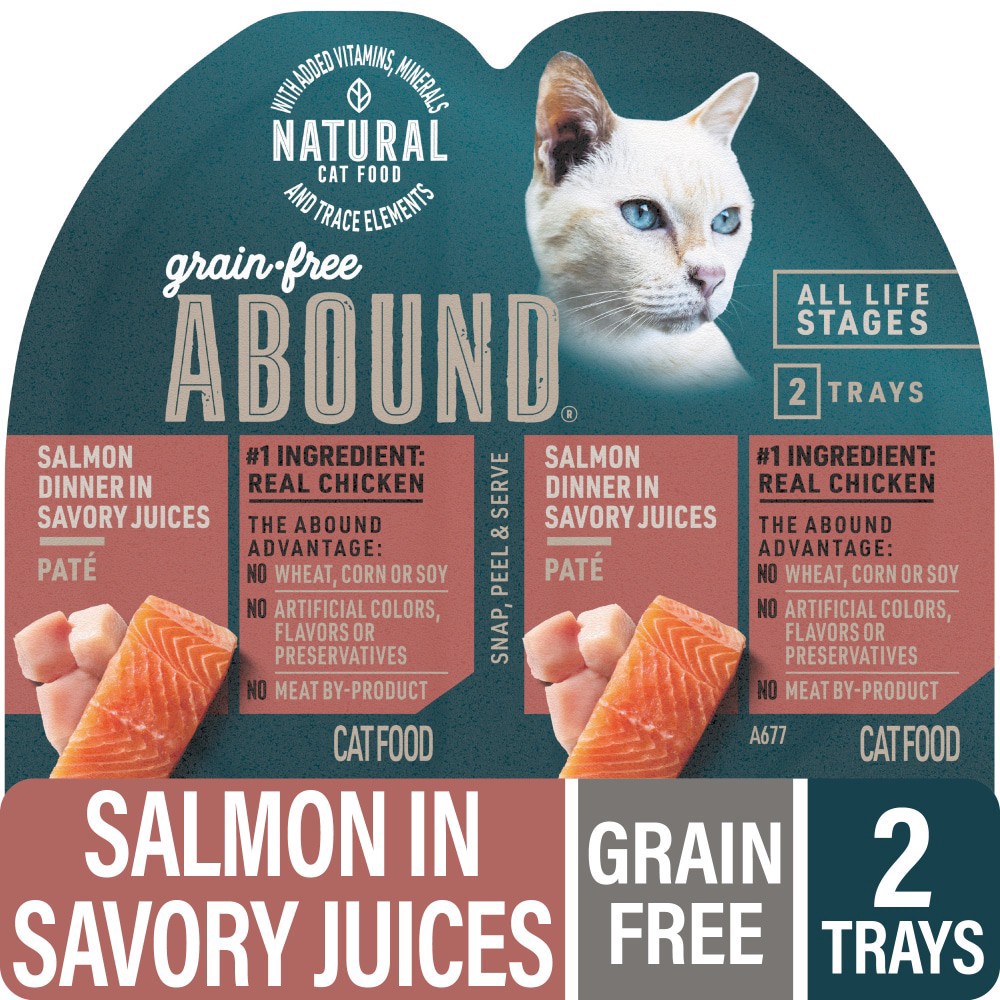slide 1 of 5, Abound Grain Free Chicken And Salmon Split Cup Cat Food, 2.6 oz