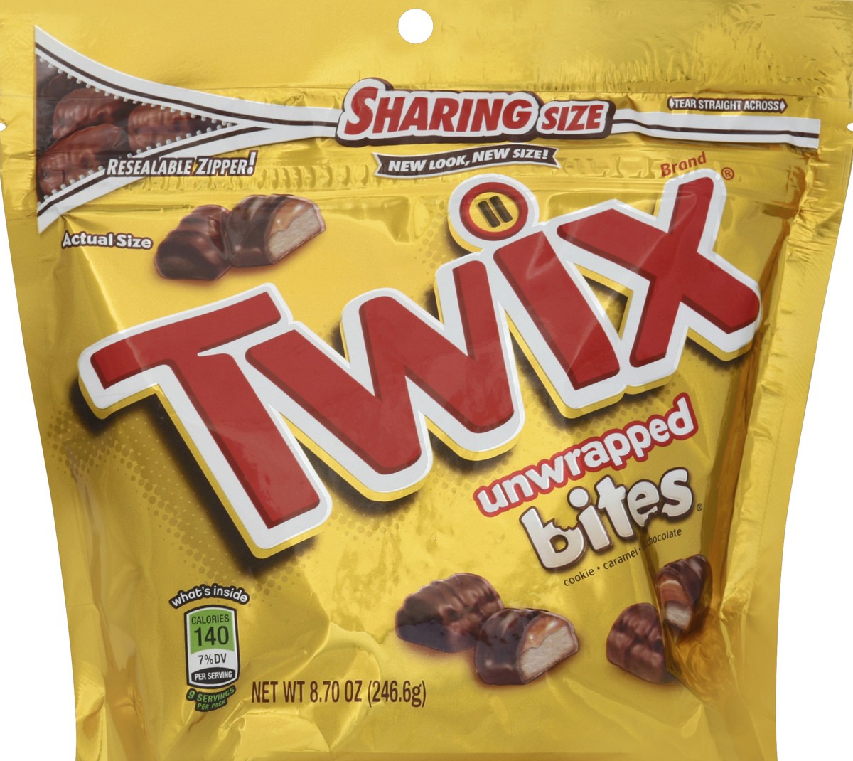 slide 3 of 3, TWIX Caramel Bites Size Chocolate Cookie Bar Candy Sharing Size Pouch, 8.7 oz, 8 oz