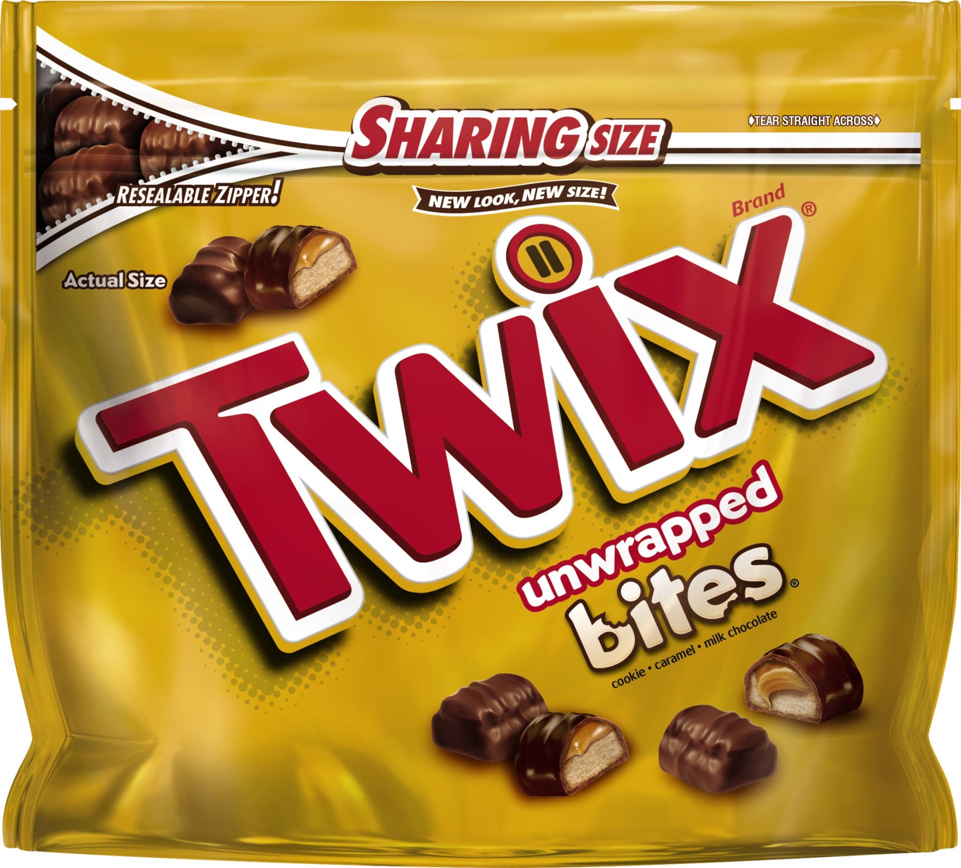 slide 1 of 3, TWIX Caramel Bites Size Chocolate Cookie Bar Candy Sharing Size Pouch, 8.7 oz, 8 oz