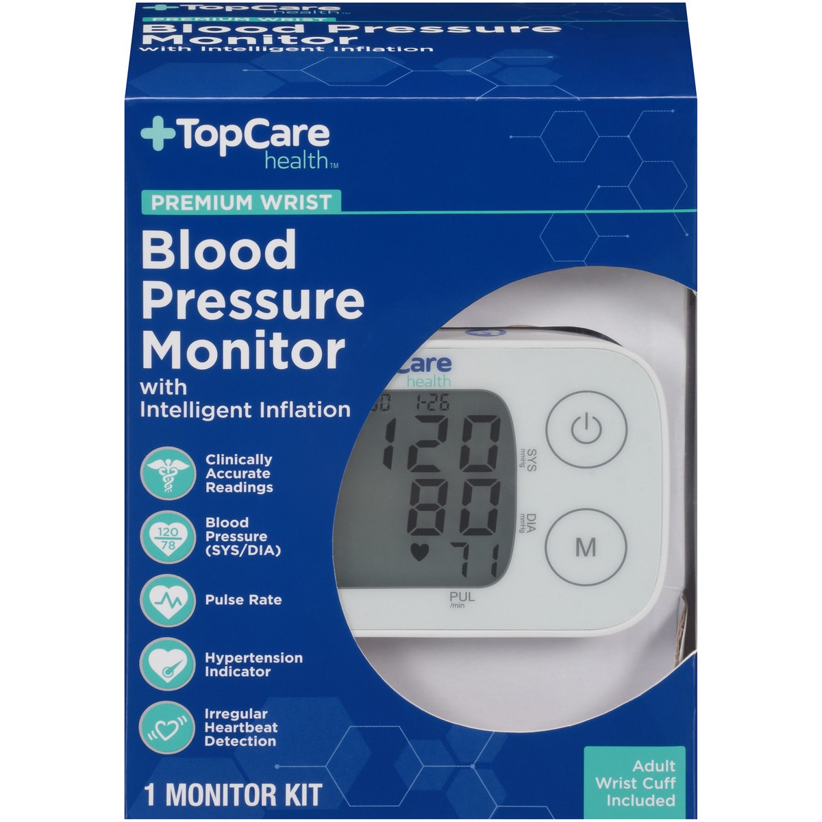 slide 1 of 8, TopCare Top Care TopCare Premium Wrist Blood Pressure Monitor, 1 ct