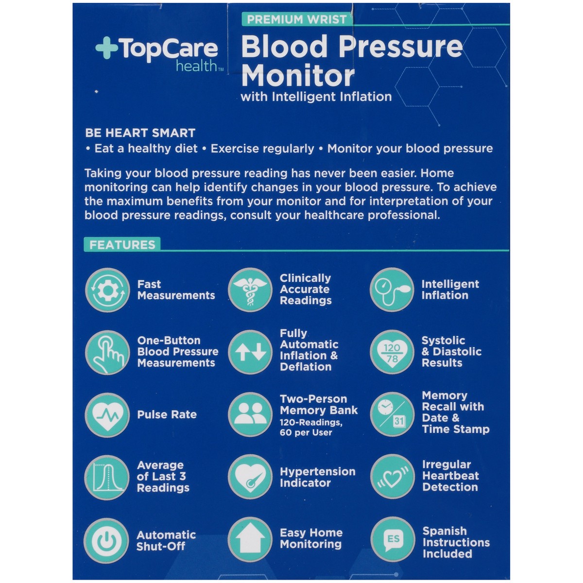 slide 3 of 8, TopCare Top Care TopCare Premium Wrist Blood Pressure Monitor, 1 ct