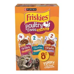 Purina Friskies Poultry Faves Broth and Gravy Cat Food Complements Variety Pack