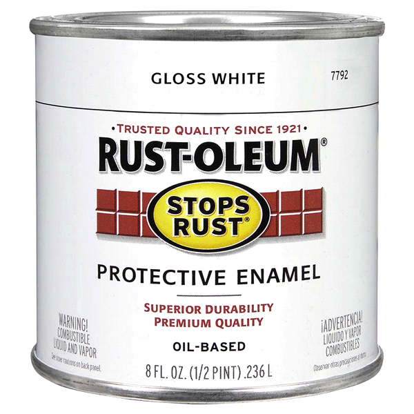 slide 1 of 1, Rust-Oleum Stops Rust Protective Enamel Paint - 7792730, Gloss White, 1/2 pint