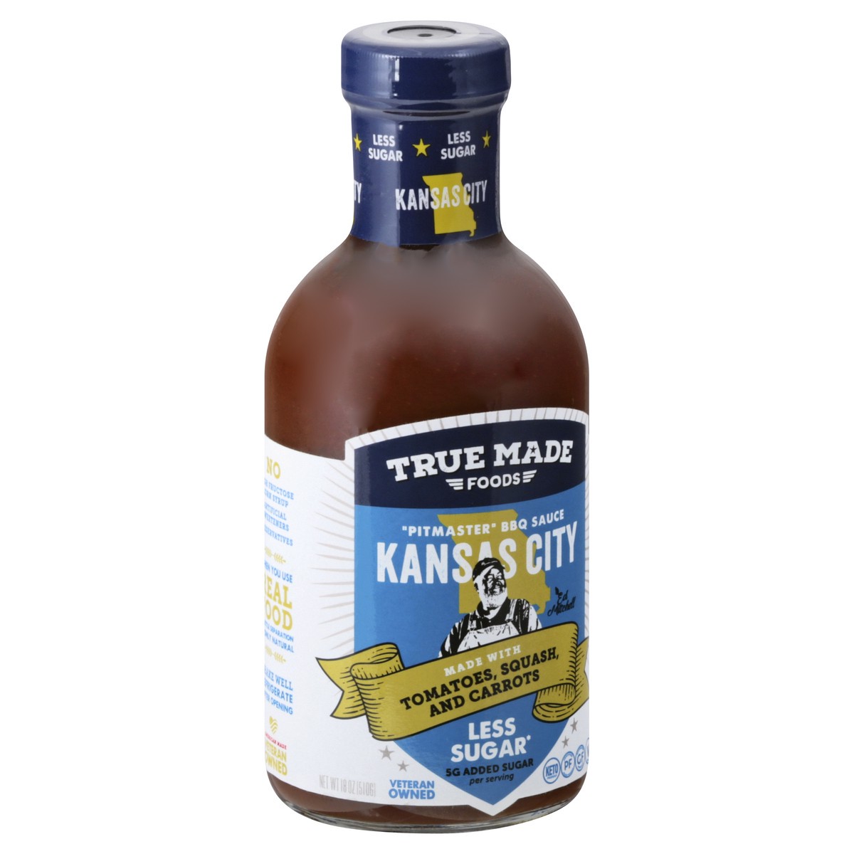 slide 5 of 9, True Made Foods Less Sugar Kansas City BBQ Sauce 18 oz, 18 oz