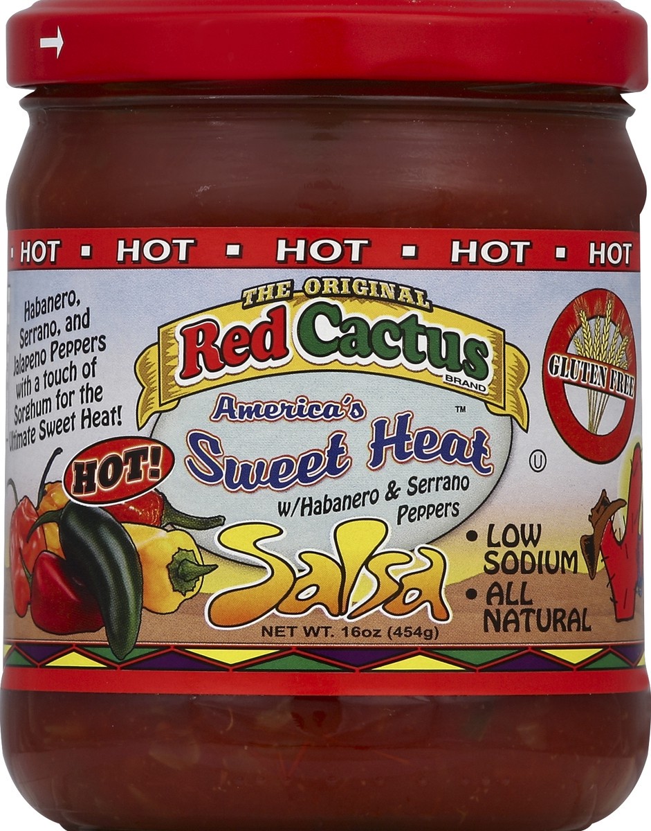 slide 1 of 1, Red Cactus Hot Sweet Salsa, 16 oz