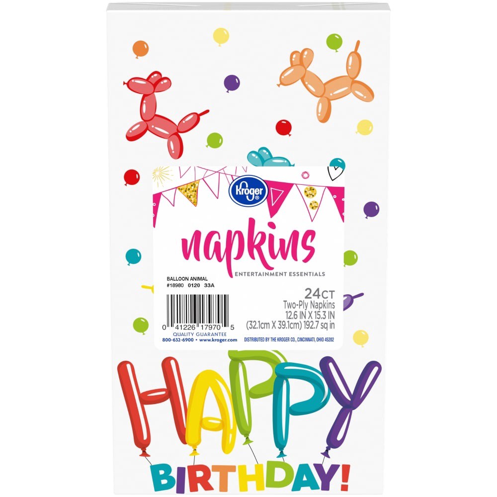 slide 2 of 2, Kroger Entertainment Essentials Balloon Animal Napkins, 24 ct