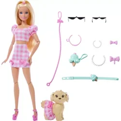 Barbie Twinning Looks Pink Bows Fashion Doll & Dog Set