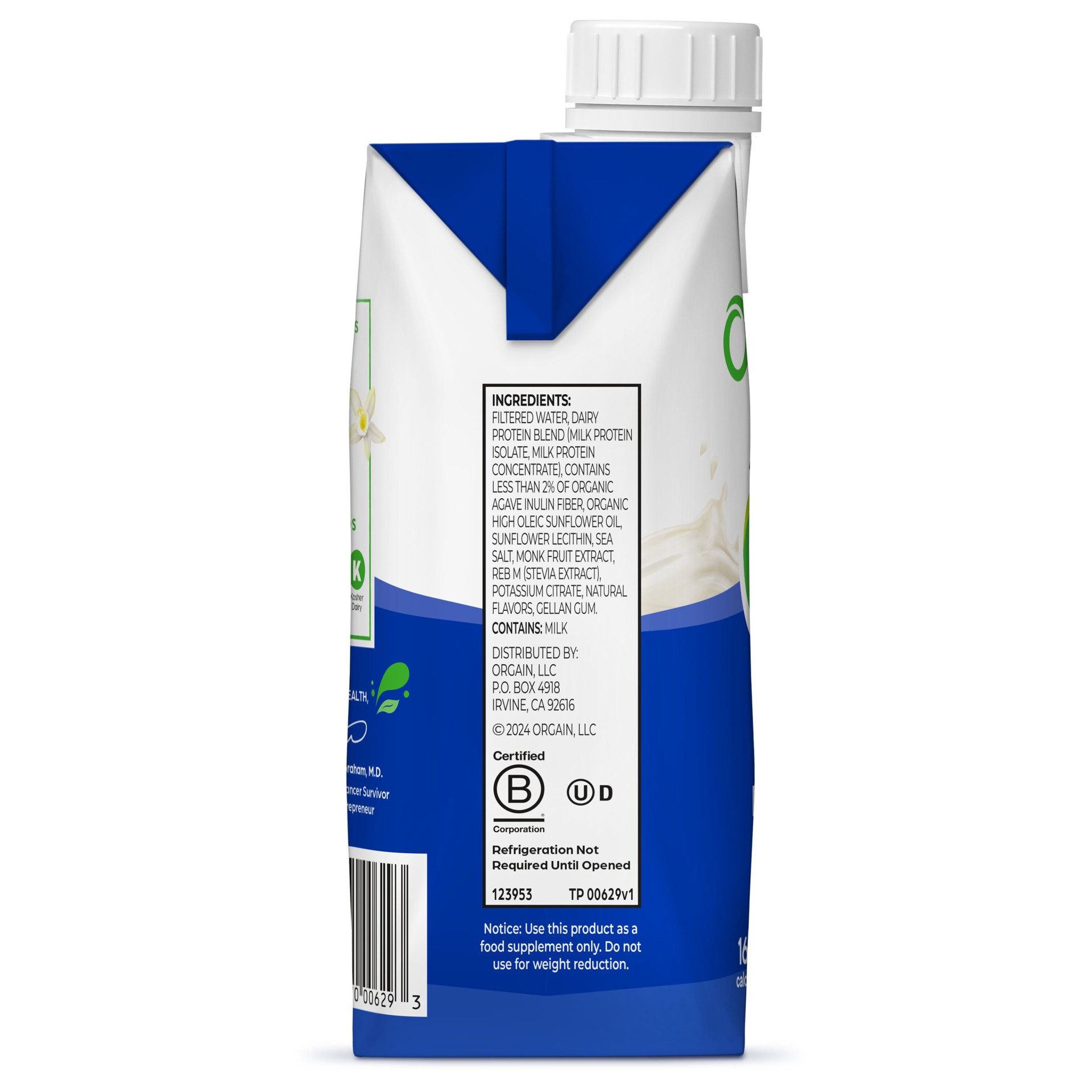 slide 5 of 10, Orgain 30g Protein Shake, Dairy Based, Vanilla Bean 11oz, 1ct, 11 fl oz