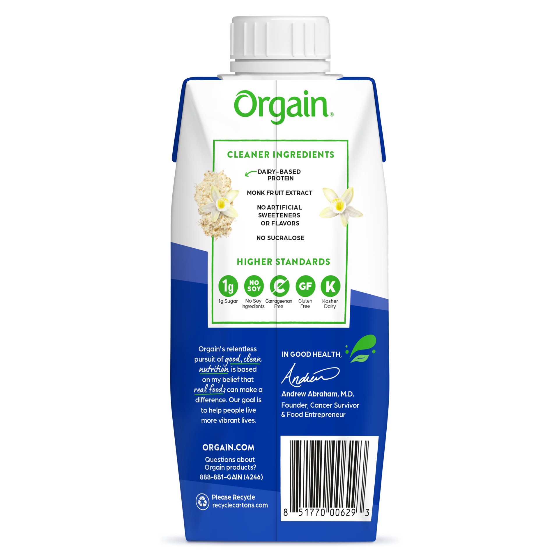 slide 10 of 10, Orgain 30g Protein Shake, Dairy Based, Vanilla Bean 11oz, 1ct, 11 fl oz