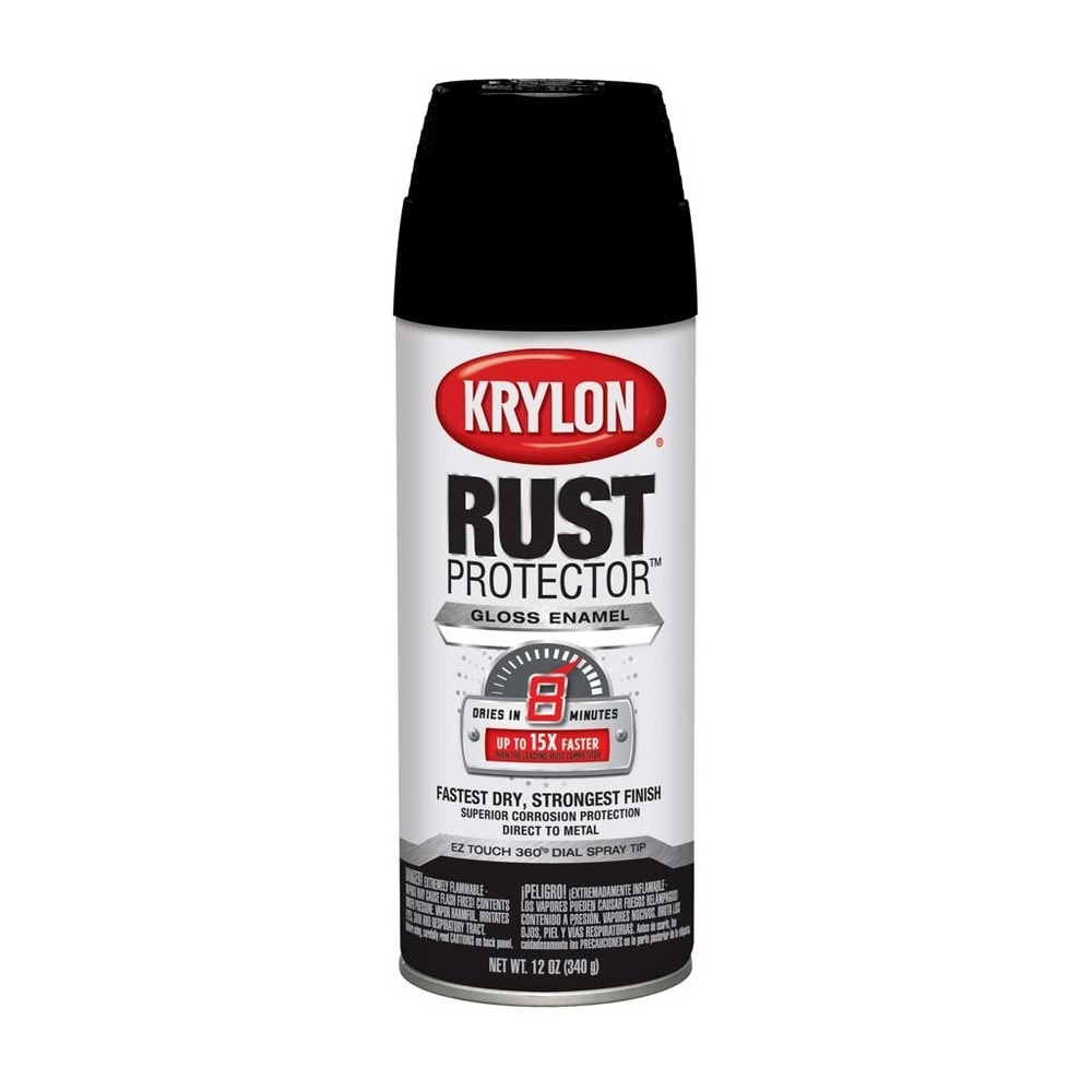 slide 1 of 1, Krylon Rust Protector Black Enamel Gloss, 12 oz