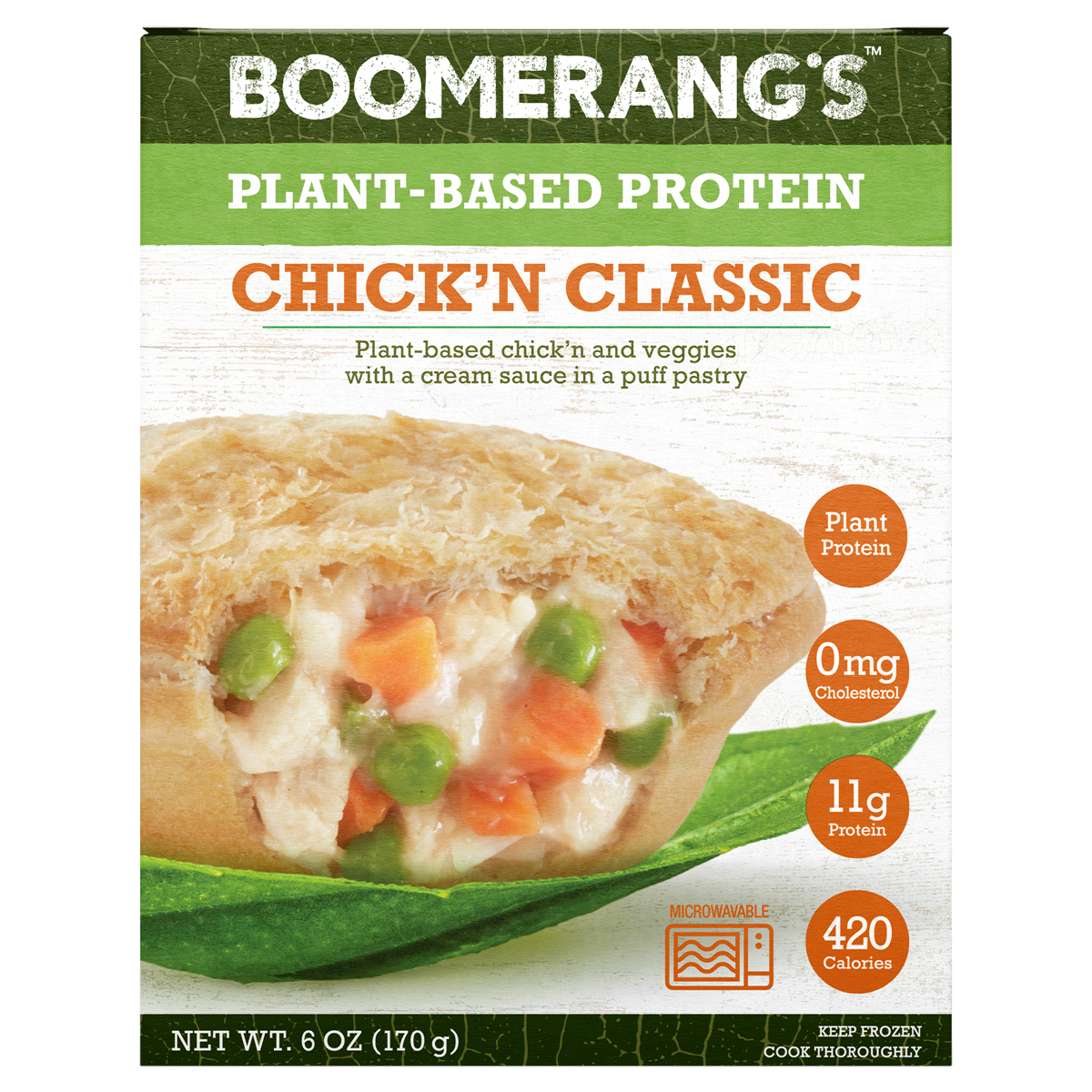 slide 1 of 1, Boomerang's Plant-Based Chick'N Classic Frozen Pie, 6 oz