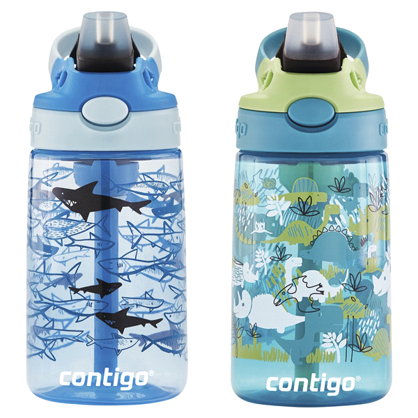 slide 12 of 21, Contigo Kids Water Bottle with Redesigned AUTOSPOUT Straw, Dinos & Sharks, 2 ct; 14 oz