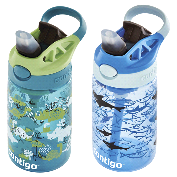 slide 20 of 21, Contigo Kids Water Bottle with Redesigned AUTOSPOUT Straw, Dinos & Sharks, 2 ct; 14 oz