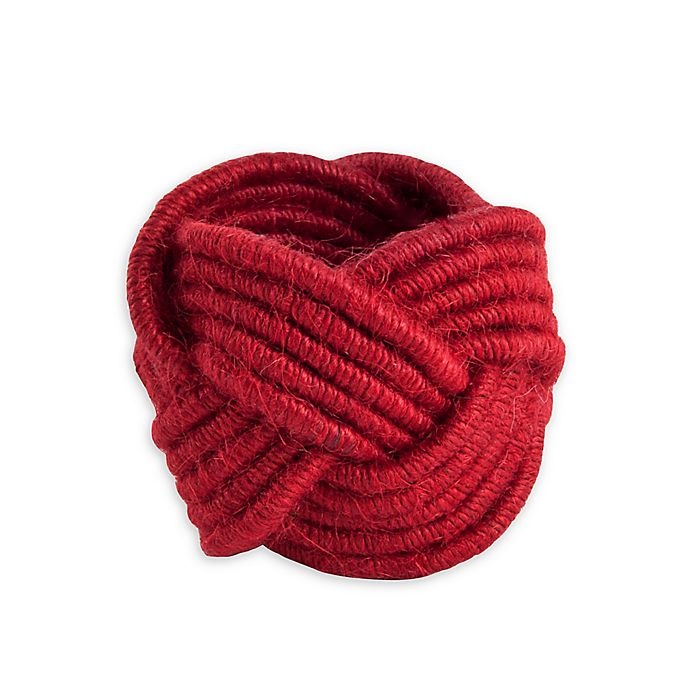 slide 1 of 4, Saro Lifestyle Braided Jute Napkin Rings - Red, 4 ct