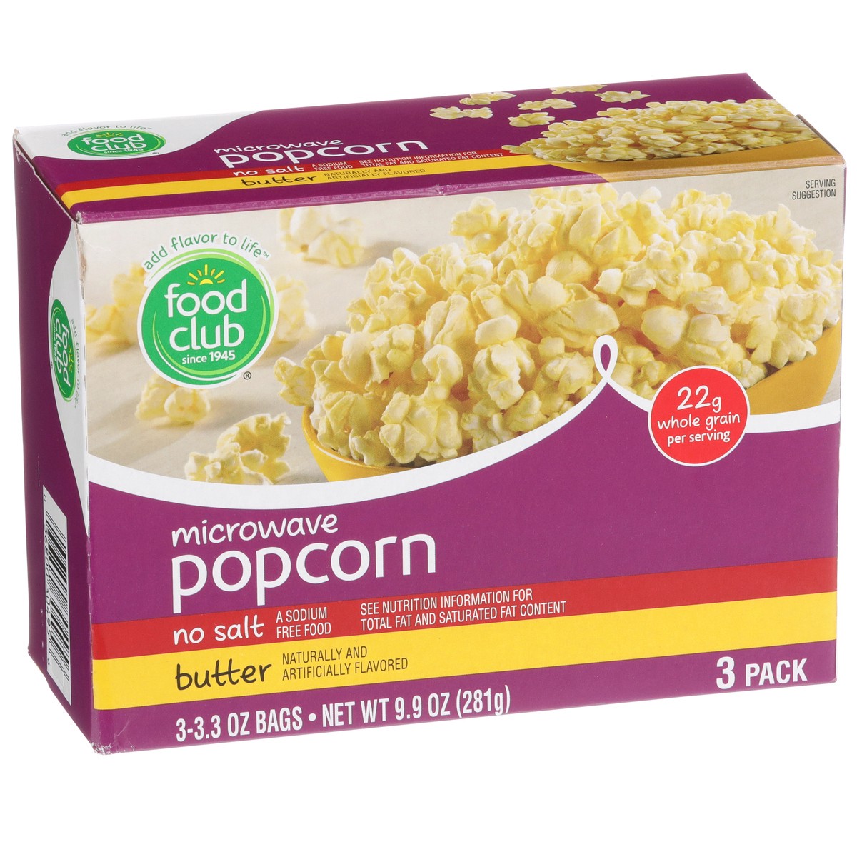 slide 2 of 9, Food Club Butter No Salt Microwave Popcorn, 9.9 oz