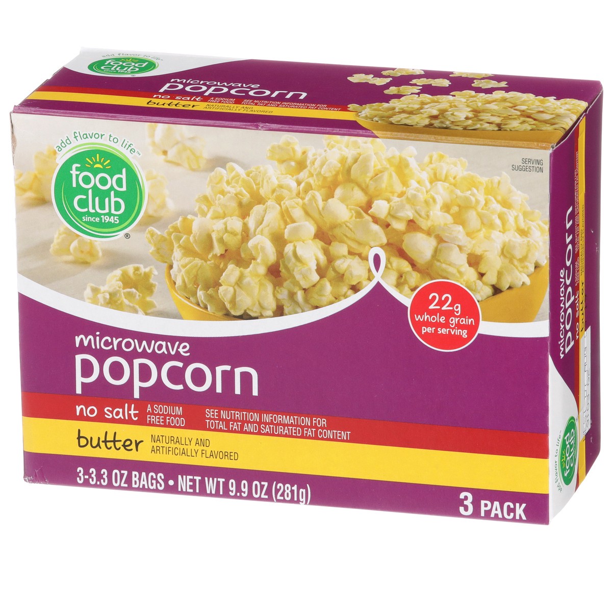 slide 3 of 9, Food Club Butter No Salt Microwave Popcorn, 9.9 oz
