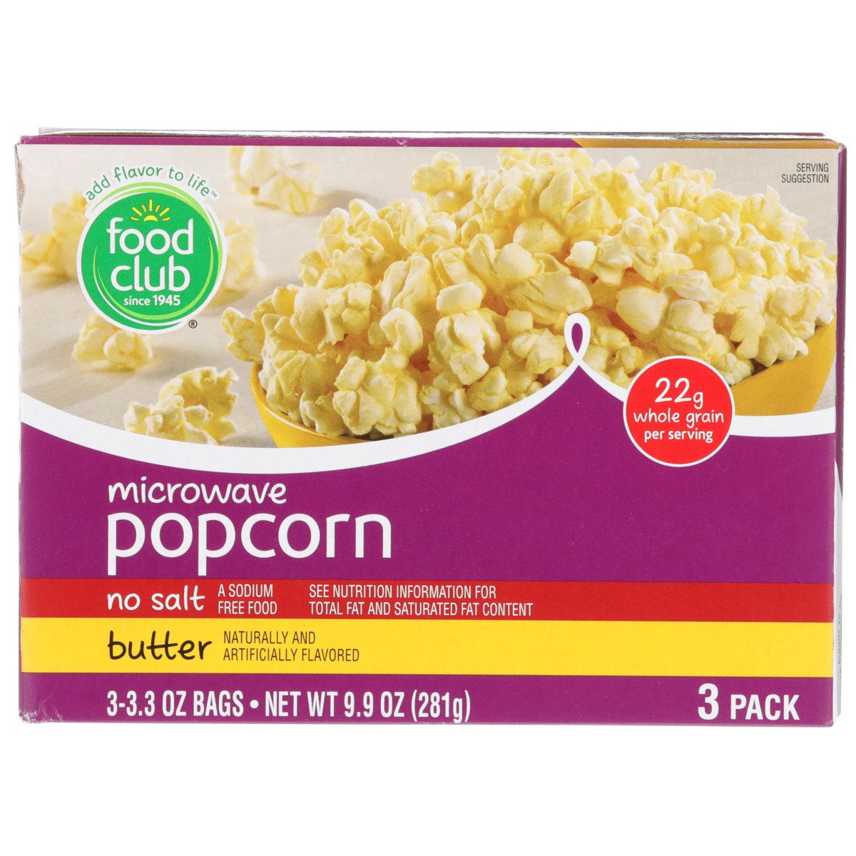 slide 8 of 9, Food Club Butter No Salt Microwave Popcorn, 9.9 oz