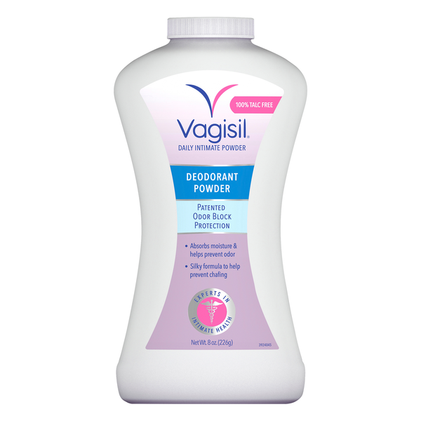 slide 1 of 1, Vagisil Odor Block Deodorant Powder Talc Free, 8 oz