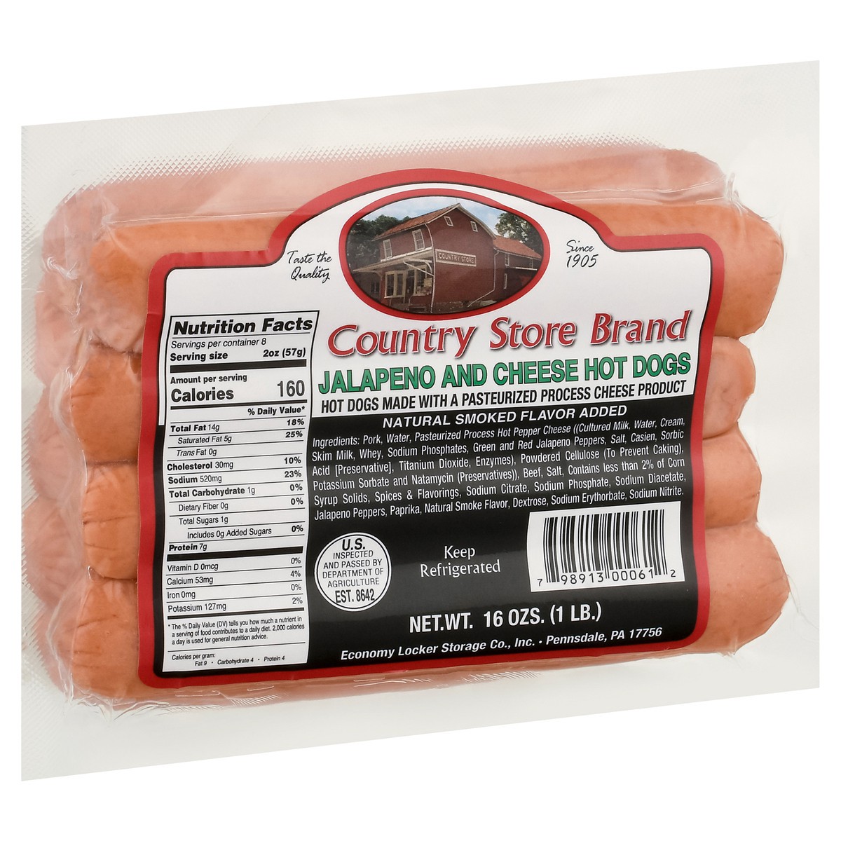 slide 2 of 9, Country Store Brand Jalapeno and Cheese Hot Dogs 16 oz, 16 oz