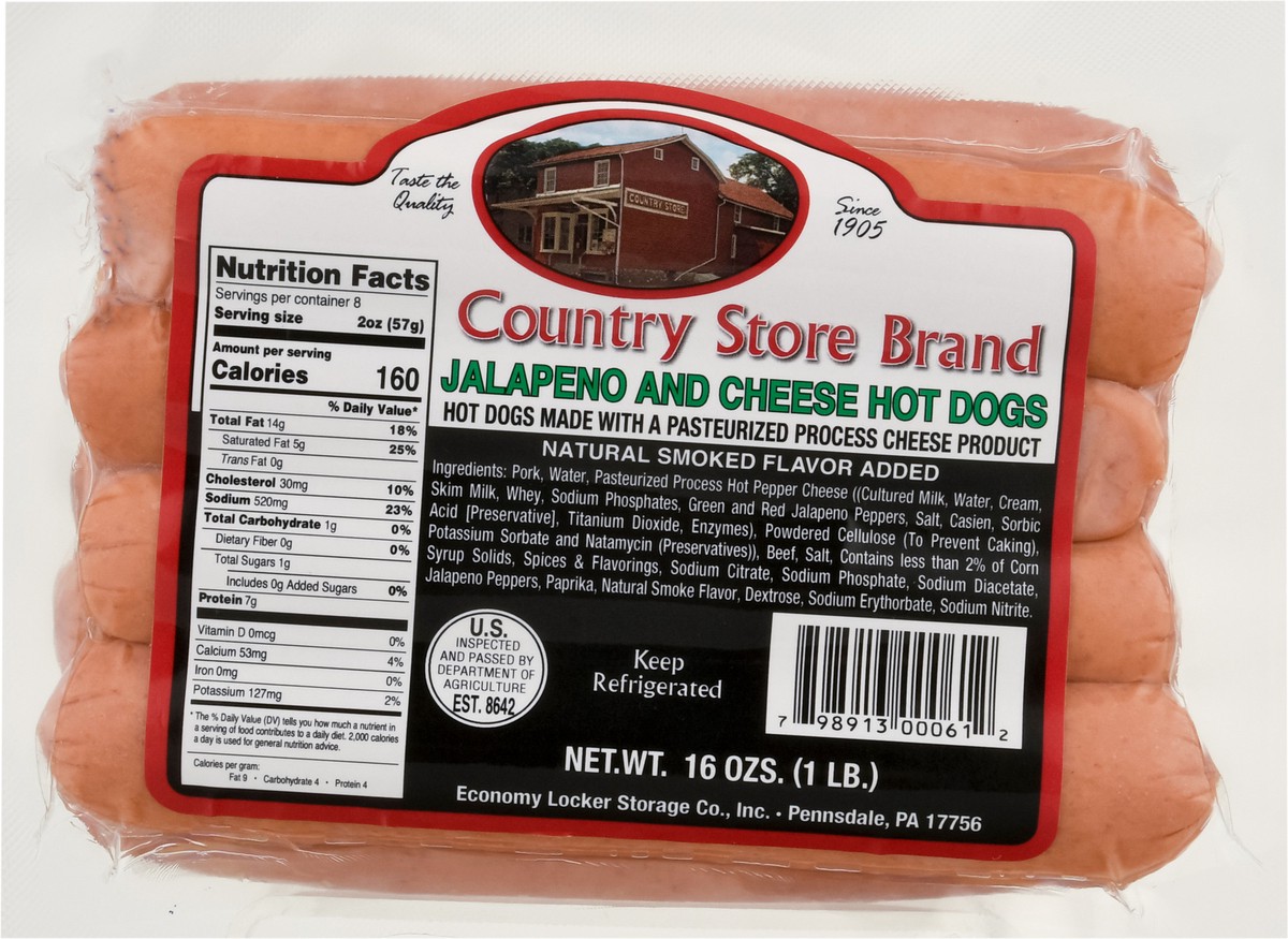 slide 9 of 9, Country Store Brand Jalapeno and Cheese Hot Dogs 16 oz, 16 oz