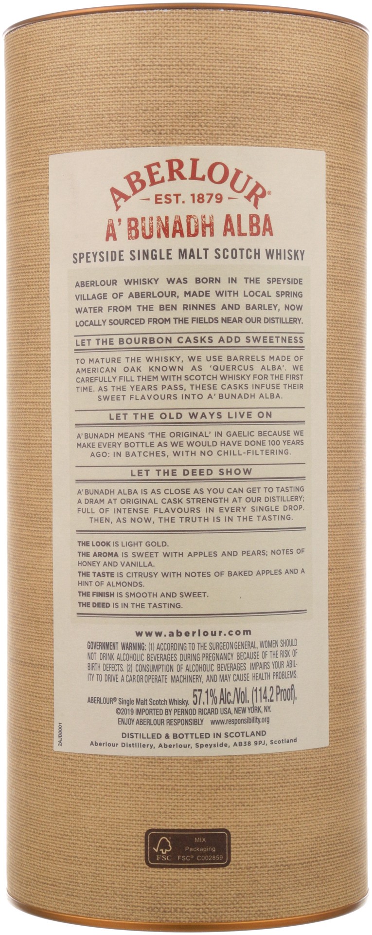 slide 4 of 6, Aberlour Single Malt Scotch Whiskey A'bunadah Alba, 750 mL Bottle, 56.5% ABV, 25.4 oz