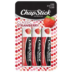 ChapStick Skin Protectant Classic Strawberry Lip Care 3 - 0.15 oz Sticks