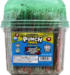 Sour Punch Twists, 6" Individually Wrapped Candy, Assorted Flavors, 3.9 lb Tub