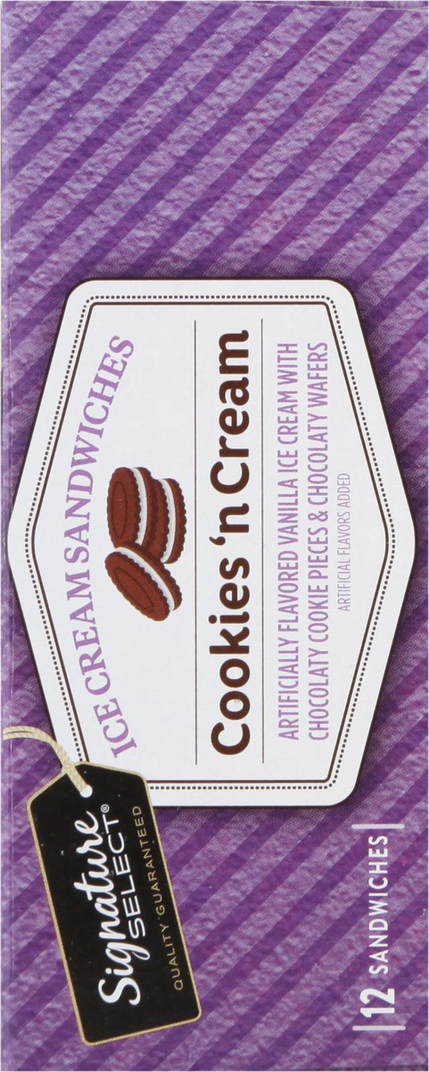 slide 6 of 9, Signature Select Cookies 'n Cream Ice Cream Sandwiches 12 - 3.5 fl oz Sandwiches, 12 ct