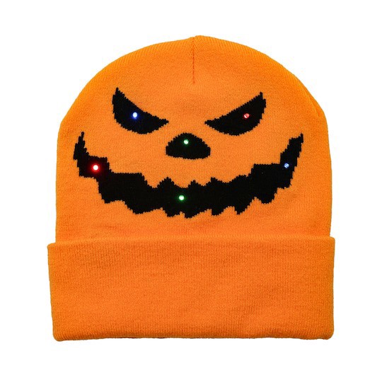 slide 1 of 3, Jack-O'-Lantern Light-Up Beanie By Celebrate It, 1 ct