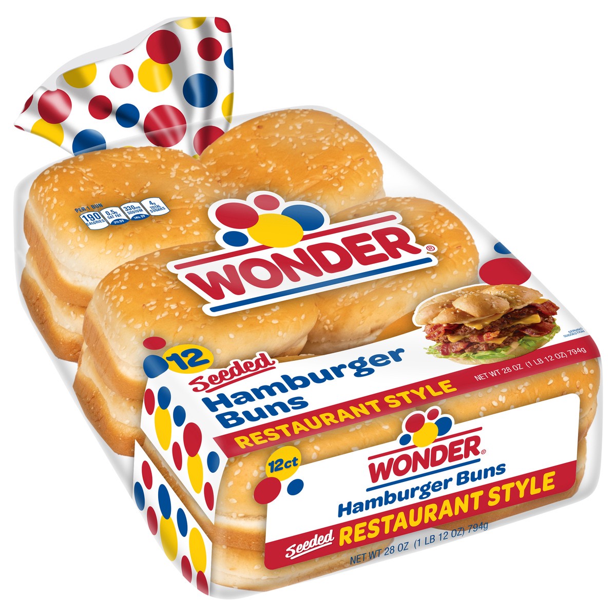 slide 10 of 13, Wonder Restaurant Style Seeded Hamburger Buns 12 ct Bag, 12 ct