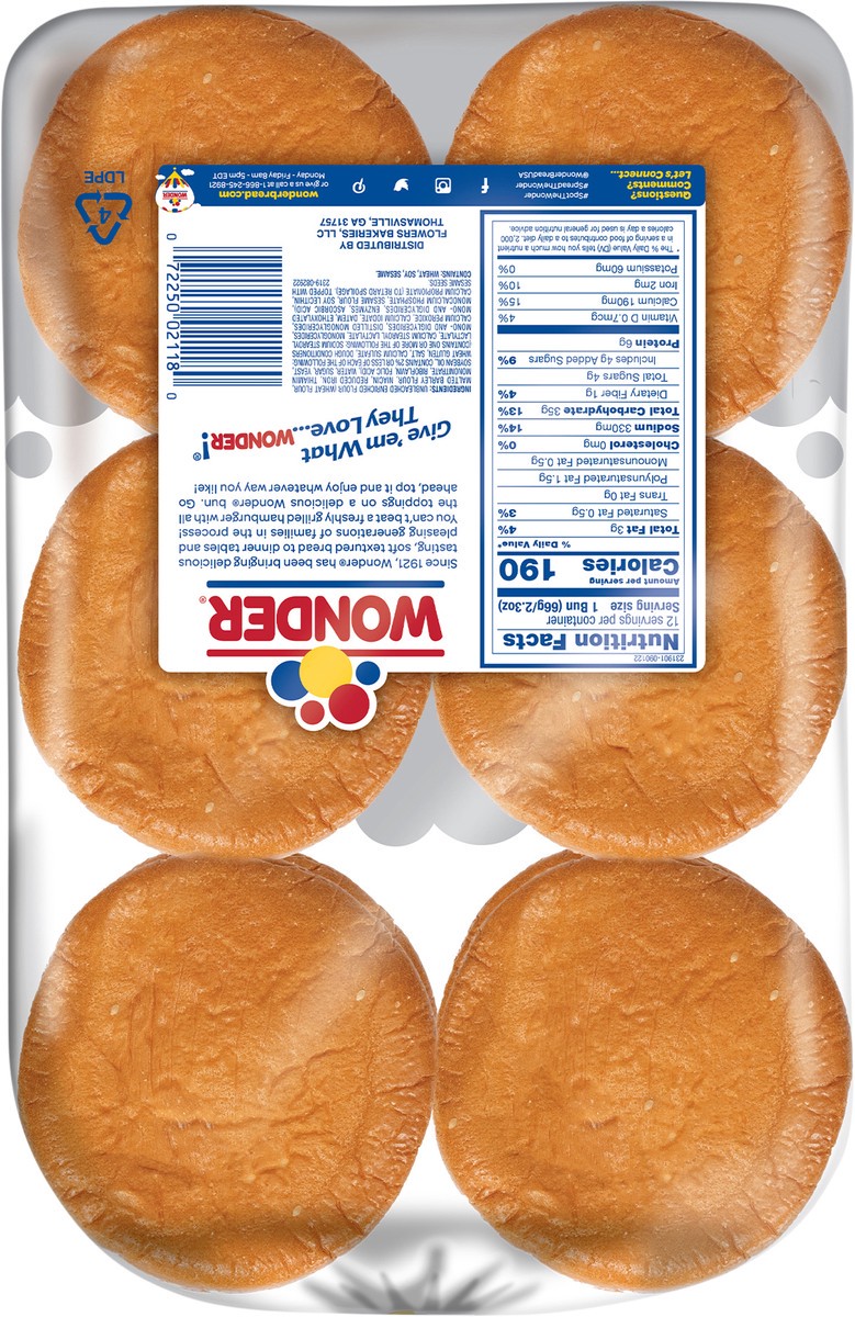 slide 5 of 13, Wonder Restaurant Style Seeded Hamburger Buns 12 ct Bag, 12 ct