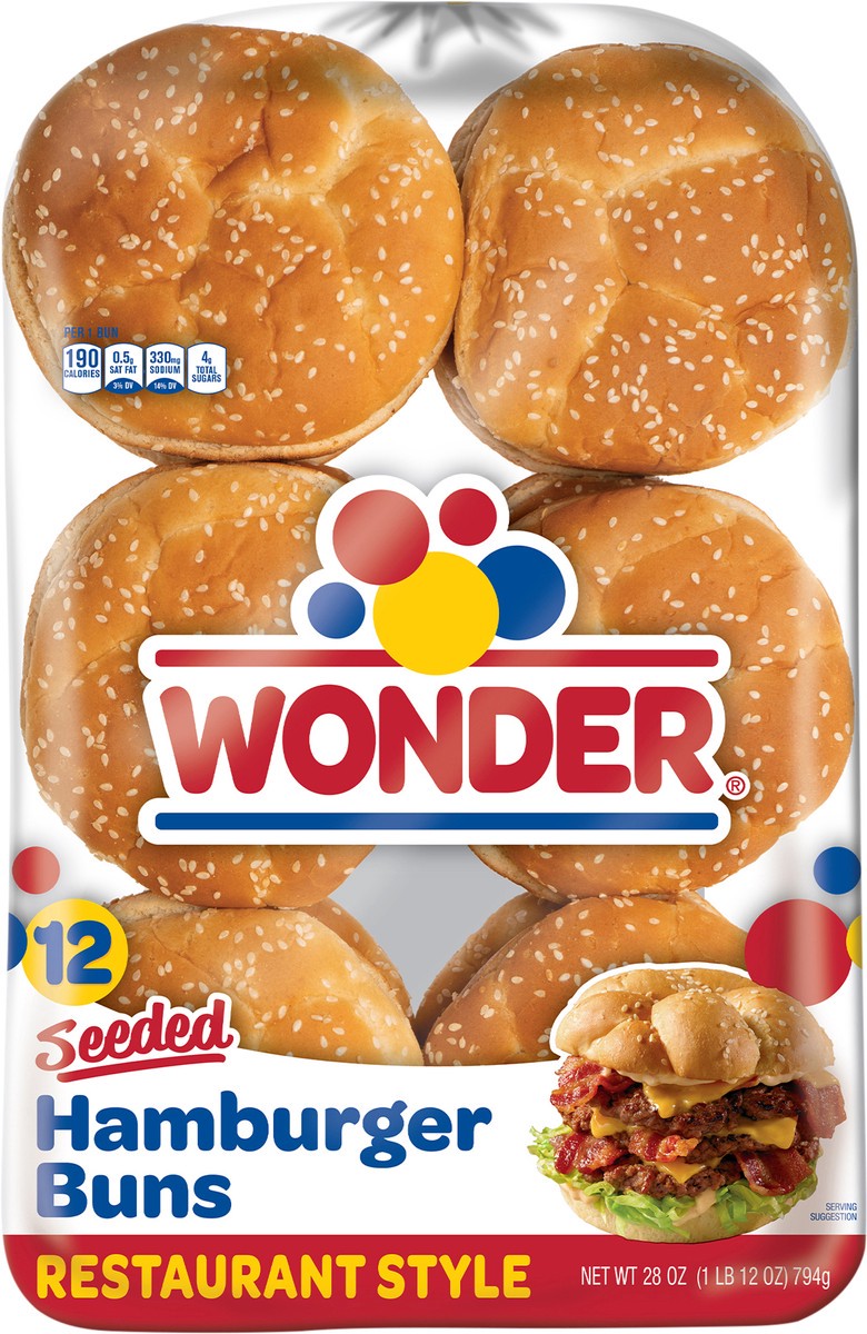 slide 13 of 13, Wonder Restaurant Style Seeded Hamburger Buns 12 ct Bag, 12 ct