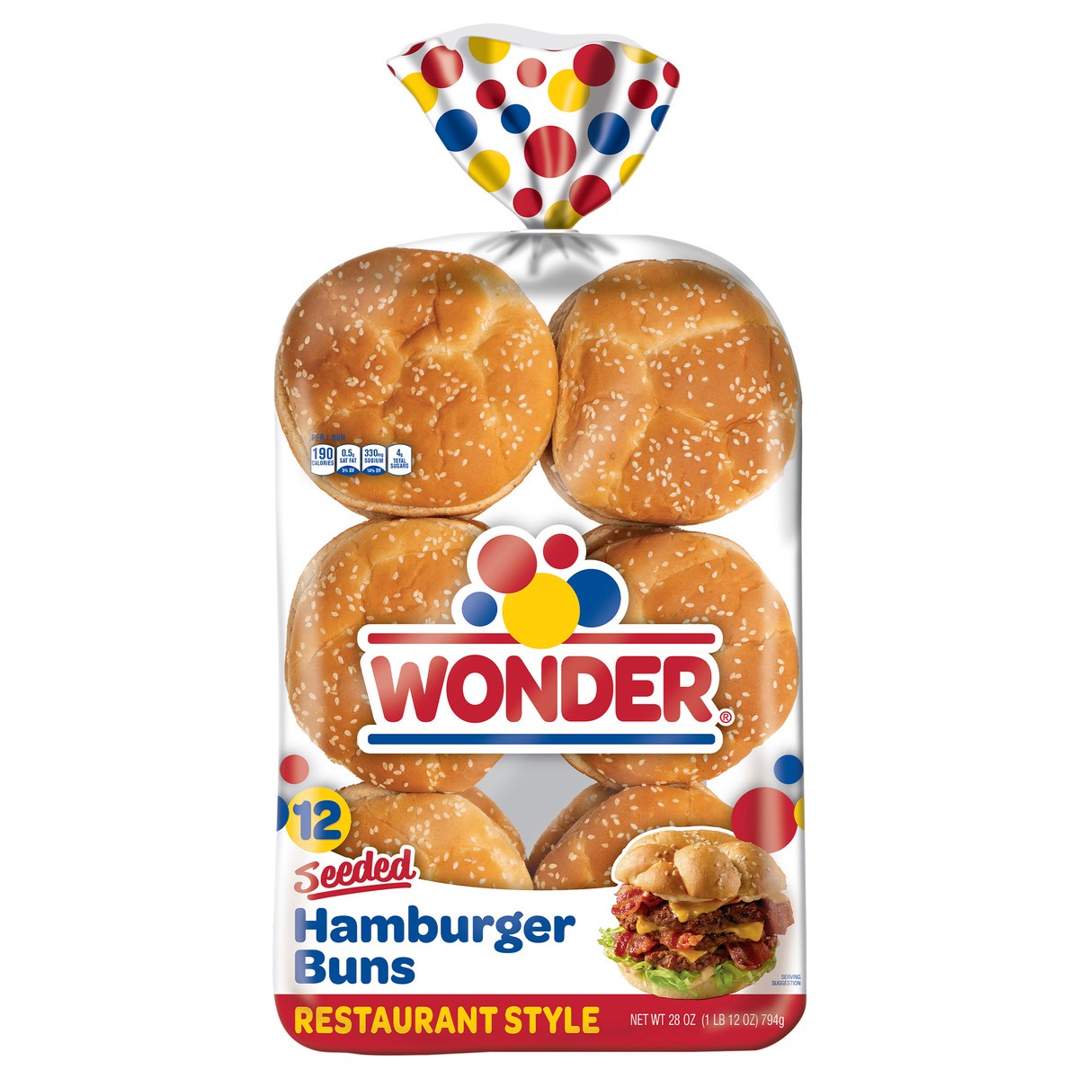 slide 3 of 13, Wonder Restaurant Style Seeded Hamburger Buns 12 ct Bag, 12 ct