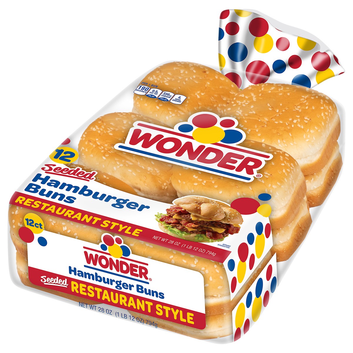 slide 8 of 13, Wonder Restaurant Style Seeded Hamburger Buns 12 ct Bag, 12 ct