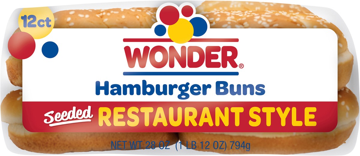 slide 9 of 13, Wonder Restaurant Style Seeded Hamburger Buns 12 ct Bag, 12 ct