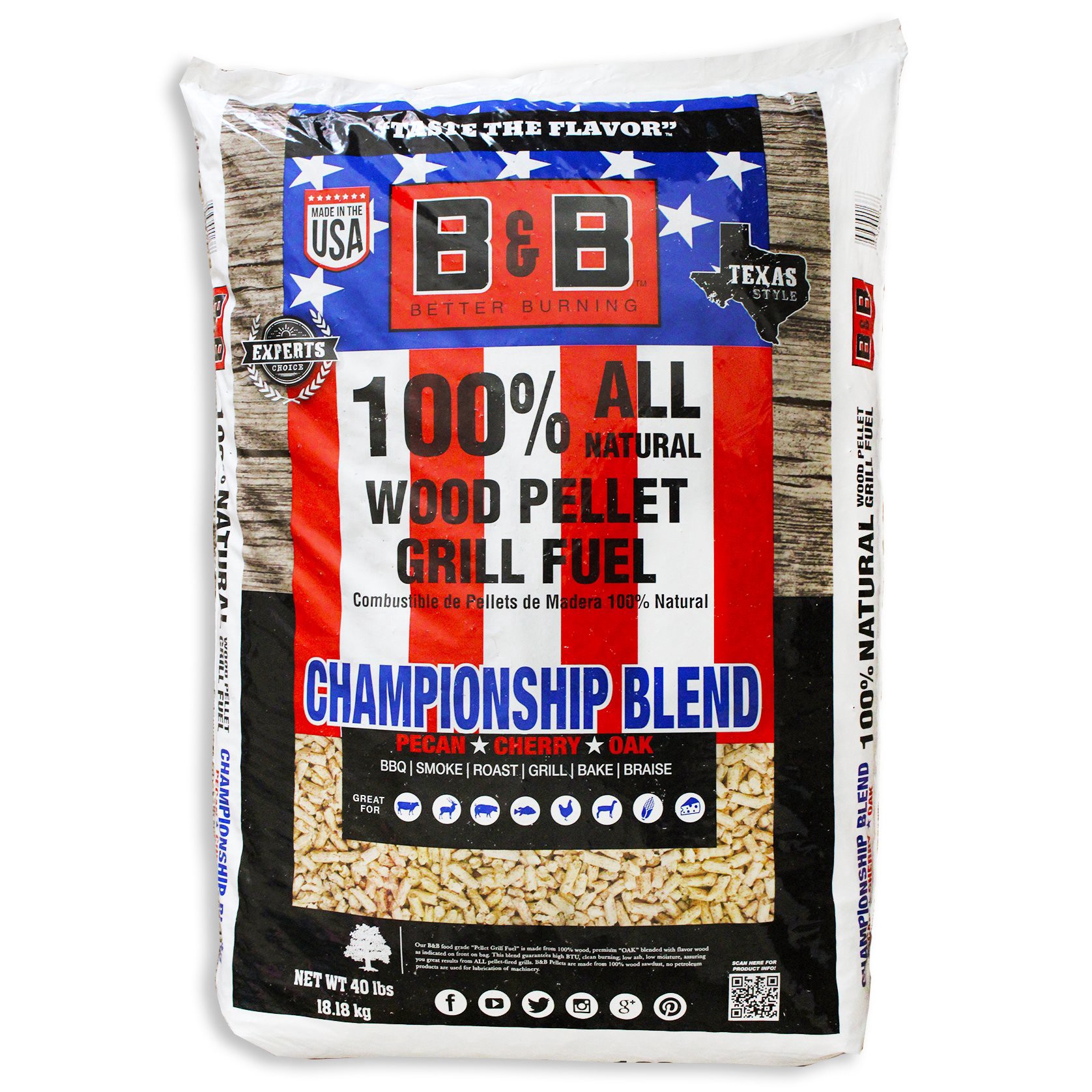 slide 1 of 1, B&B Charcoal Championship Blend Wood Pellets, 40 lb