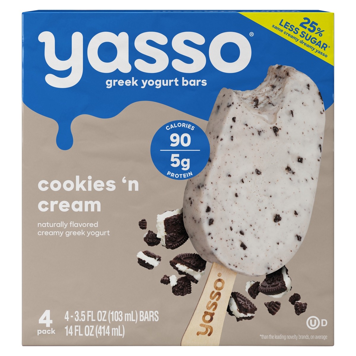 slide 1 of 8, Yasso Frozen Greek Yogurt - Cookies 'n Cream Bars - 4ct, 4 ct