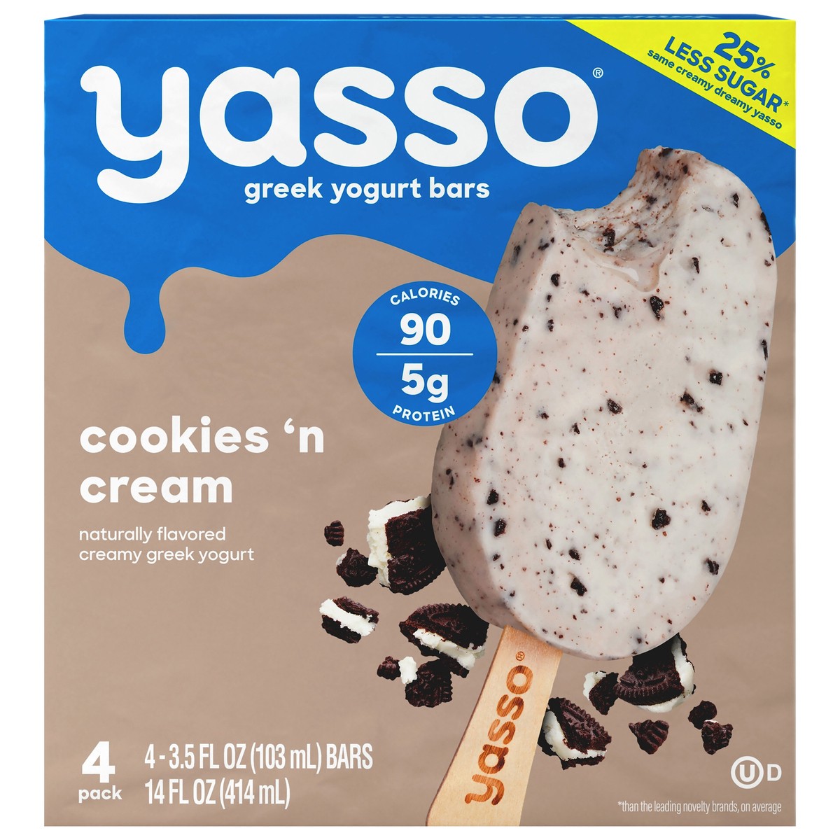 slide 1 of 8, Yasso Cookies & Cream Frozen Greek Yogurt Bars, 4 ct