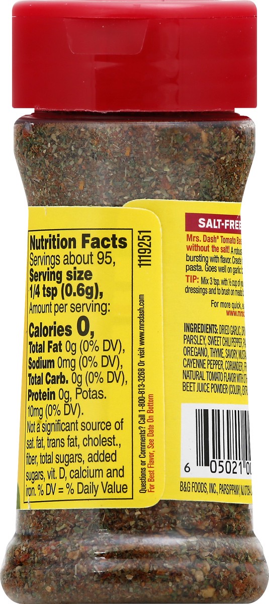 slide 10 of 10, Dash Tomato Basil Garlic Salt-Free Seasoning Blend 2 oz. Shaker, 2 oz