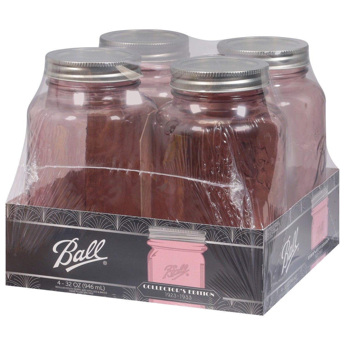 slide 6 of 9, Ball 32 Ounce Regular Mouth Jars with Lids & Bands 4 ea, 4 ct