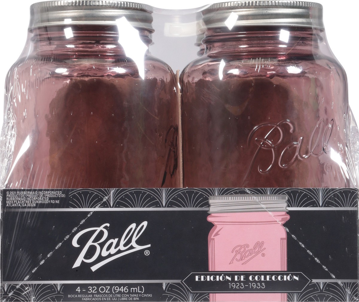 slide 9 of 9, Ball 32 Ounce Regular Mouth Jars with Lids & Bands 4 ea, 4 ct