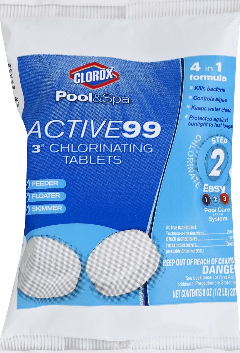 slide 4 of 4, Clorox Pool & Spa Active99 3-Inch Chlorinating Tablets, 8 oz