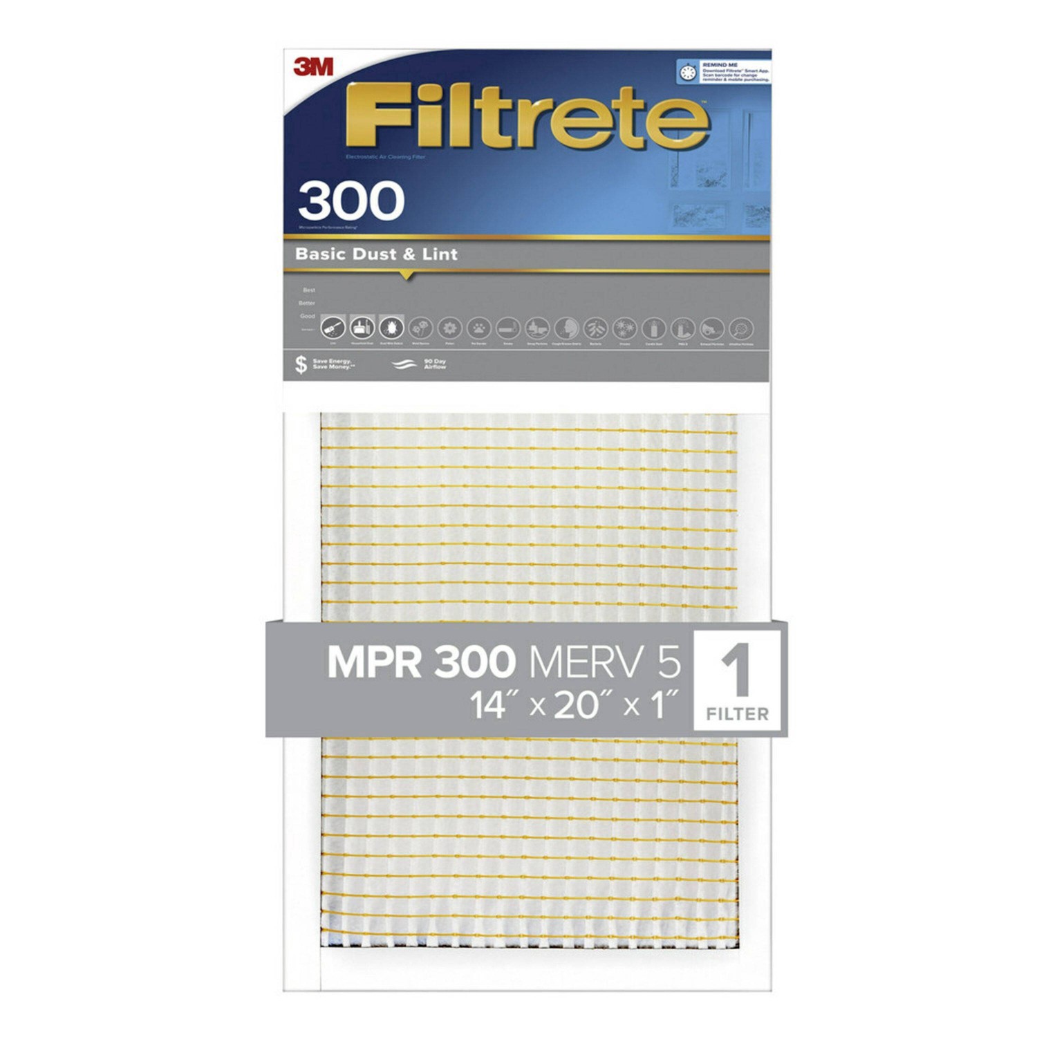 slide 6 of 21, Filtrete Basic Dust, Air Filter, 14 in x 20 in x 1 in