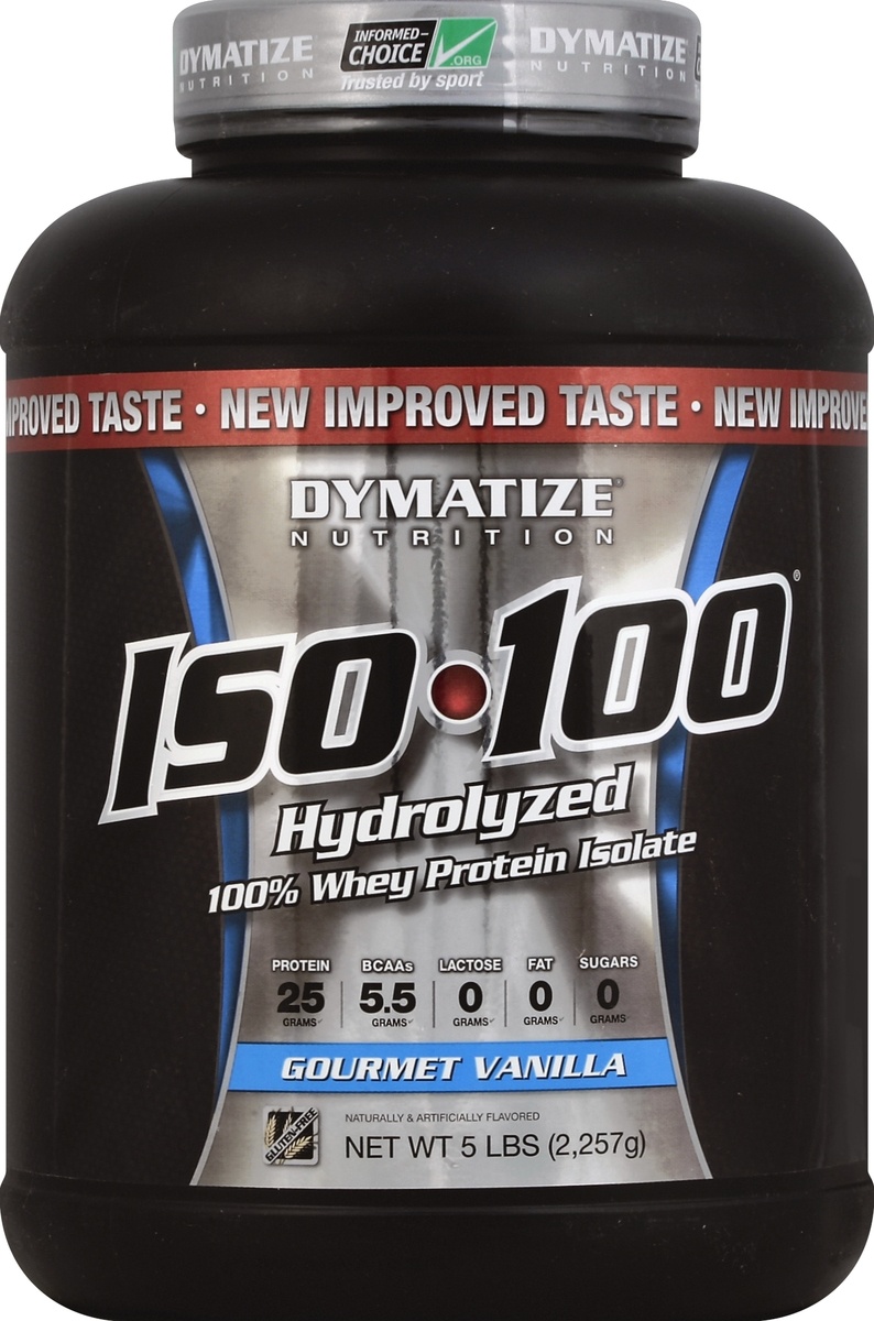 slide 5 of 6, Dymatize ISO 100 Whey Protein Isolate - Gourmet Vanilla, 5 lb