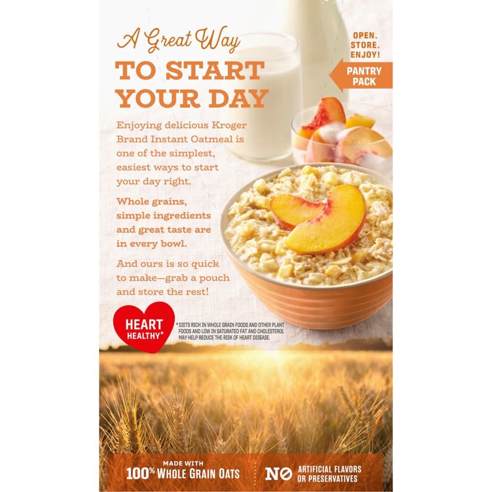 slide 4 of 5, Kroger Peaches & Cream Naturally Flavored Instant Oatmeal Pouches, 8 ct ; 8.4 oz