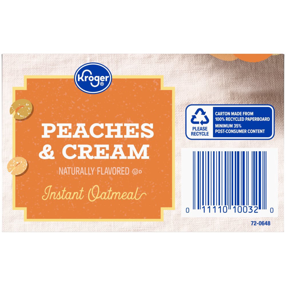slide 5 of 5, Kroger Peaches & Cream Naturally Flavored Instant Oatmeal Pouches, 8 ct ; 8.4 oz