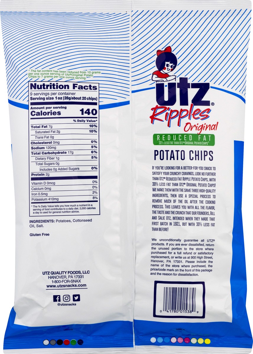 slide 7 of 9, Utz Reduced Fat Ripples Family Size Original Potato Chips 9 oz, 9 oz