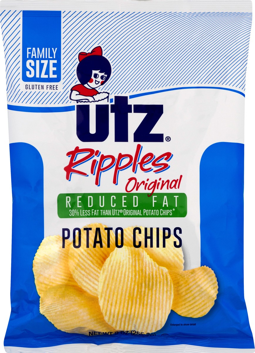 slide 6 of 9, Utz Reduced Fat Ripples Family Size Original Potato Chips 9 oz, 9 oz