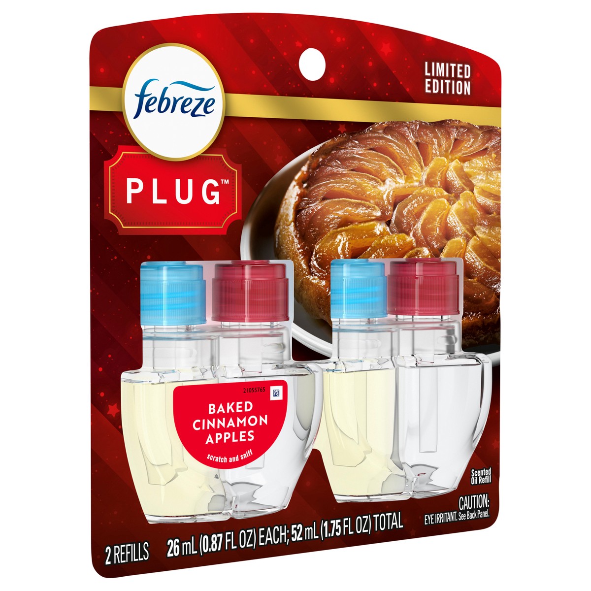 slide 6 of 7, Febreze Odor-Fighting Fade Defy PLUG Air Freshener Baked Cinnamon Apples, .87 fl. oz. Oil Refill, 2 Count, 2 ct